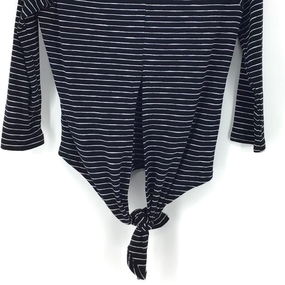 Code X Mode Navy Stripe Back Tie T-Shirt Top - Picture 6 of 6